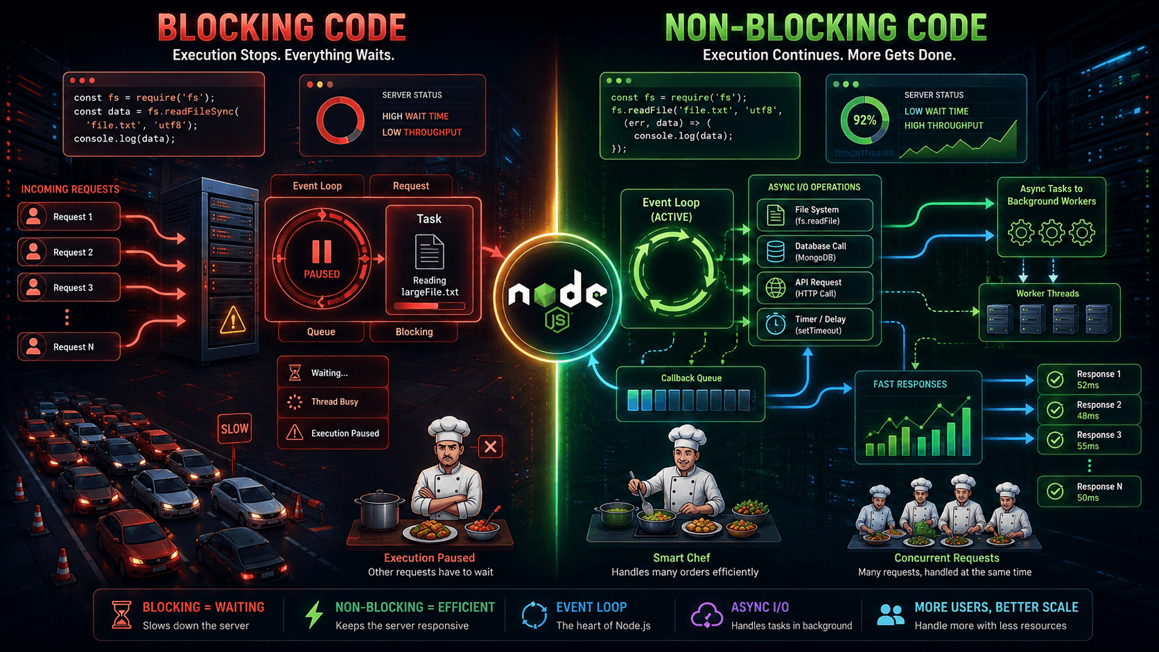 Blocking vs Non-Blocking Code in Node.js