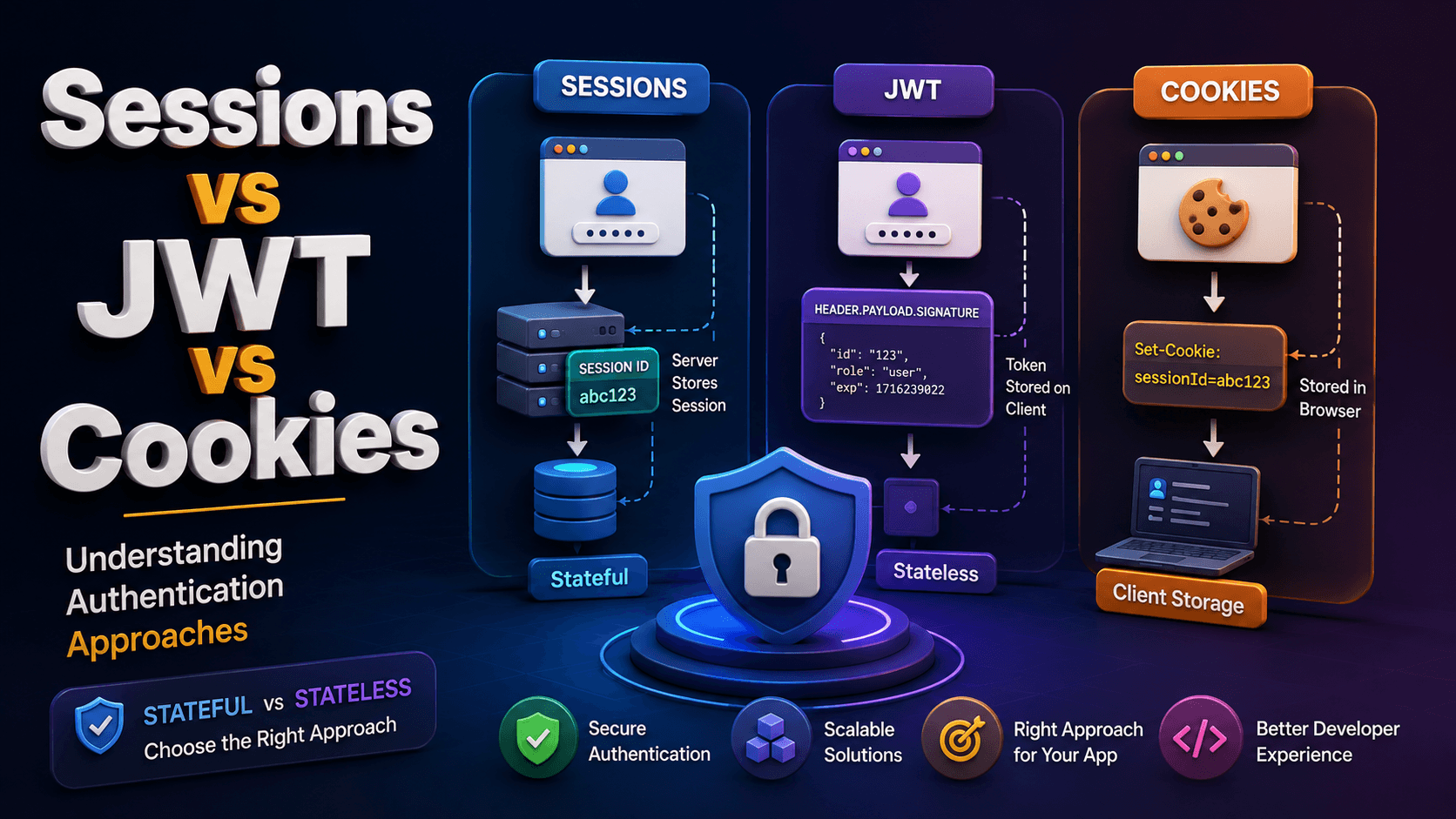 Sessions vs JWT vs Cookies: Understanding Authentication Approaches